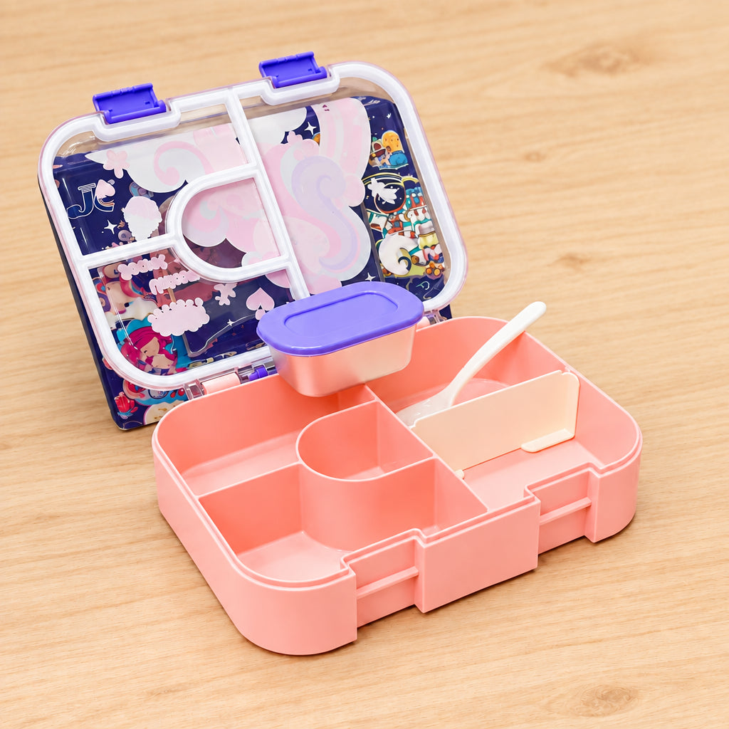 Premium 5-Grid Leak-Proof Lunch Box with Steel Dabbi & Handle
