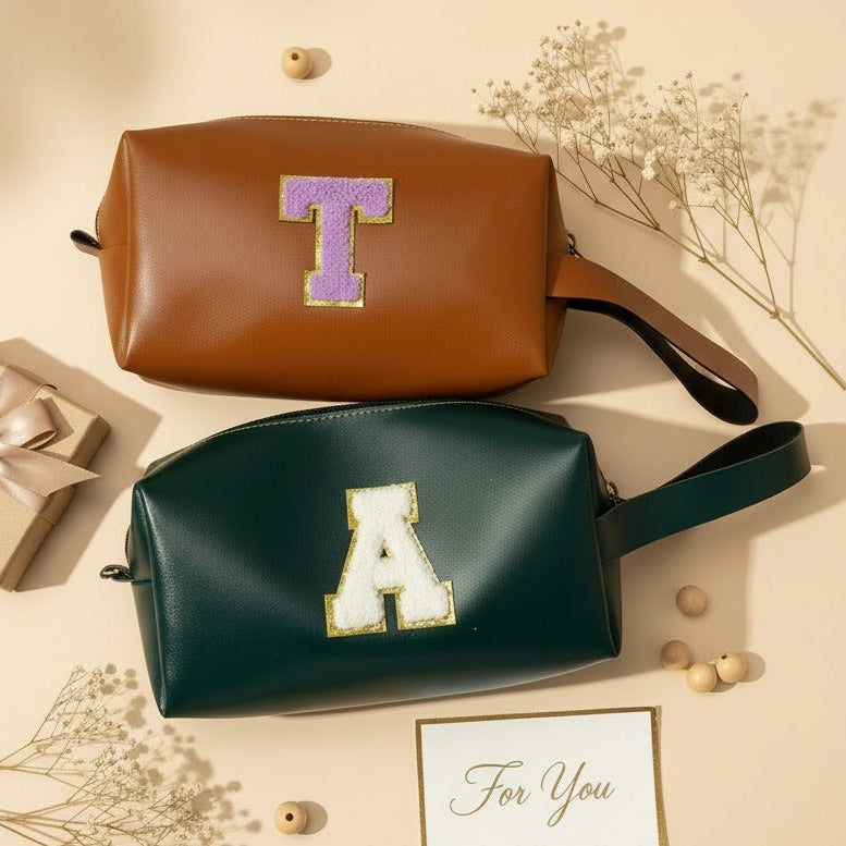 Personalized Unisex Initial PU Travel Pouch