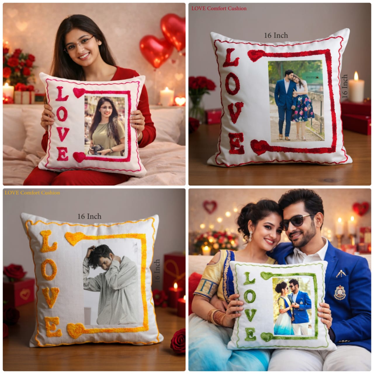 Personalized 16x16 Photo Pillow with Washable Cover