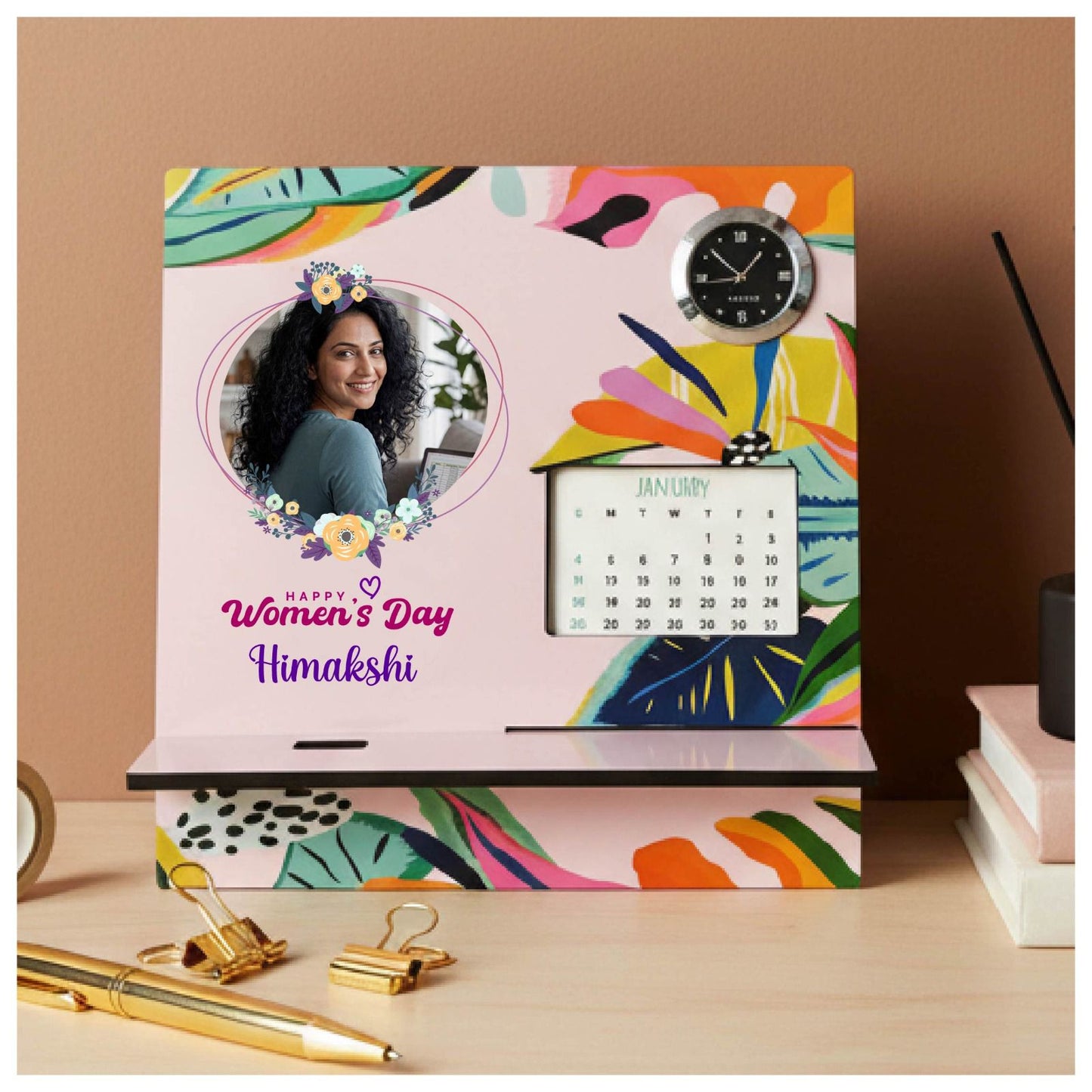Personalized MDF Mobile Stand with Clock & Calendar