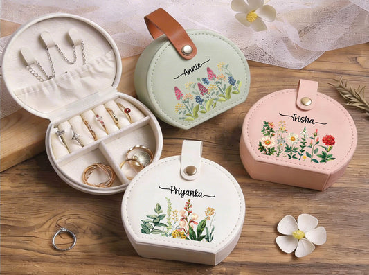 Personalized Floral Travel Jewelry Organizer