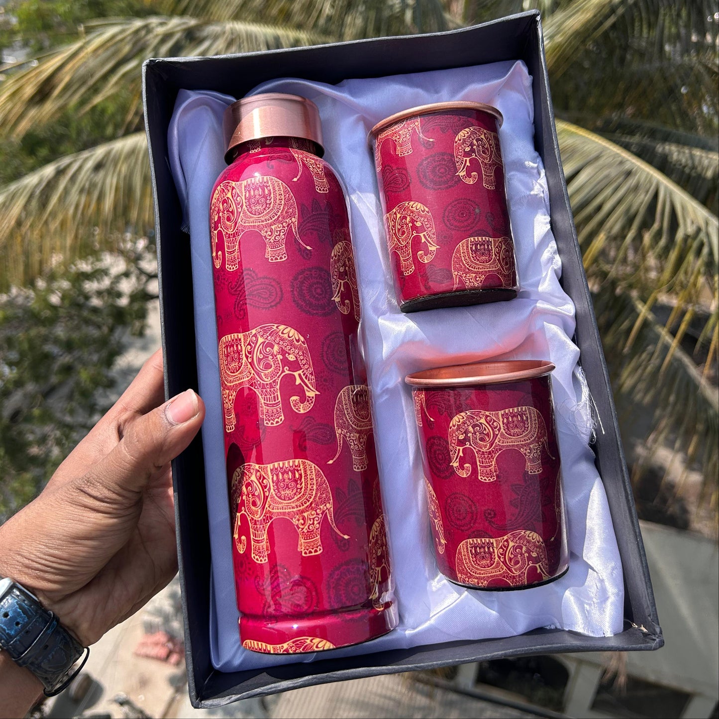 Designer Copper Bottle Set