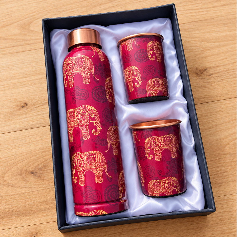 Designer Copper Bottle Set