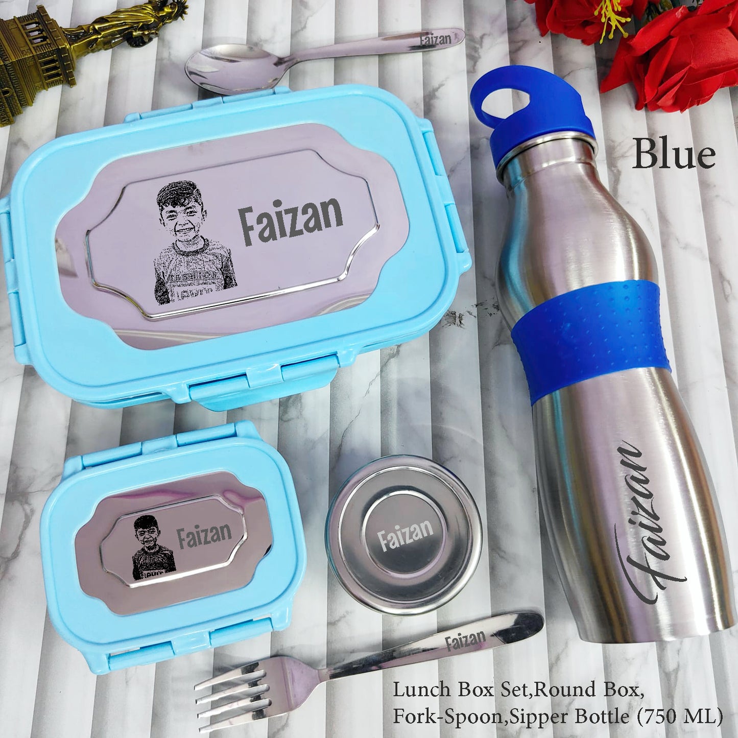 Personalized Premium Kids Photo Lunch Box & Flask Combo