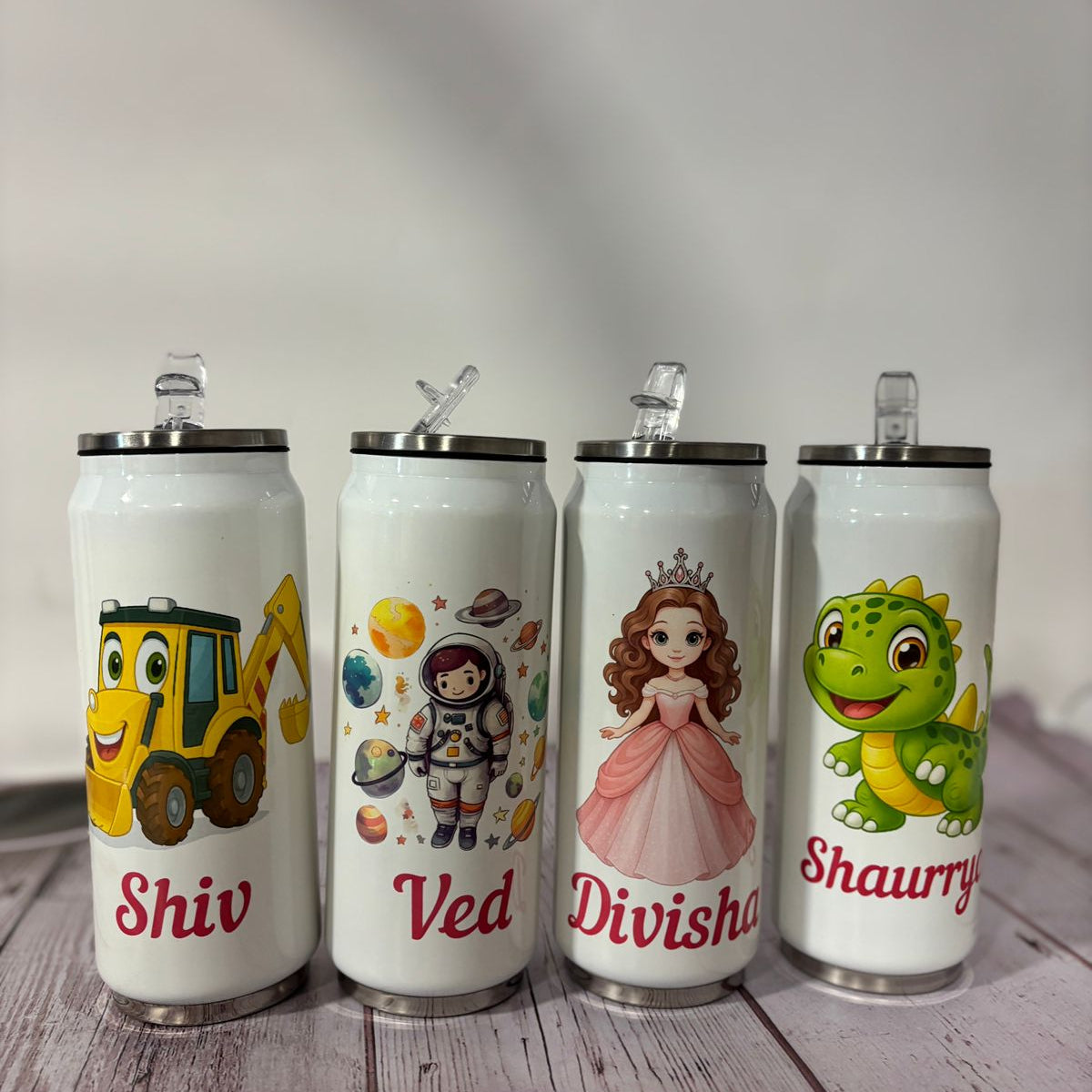 Personalized Stainless Steel Coke Can Straw Sipper