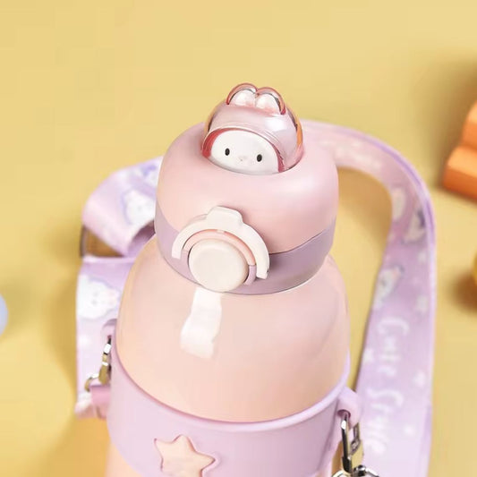 Premium 490ml Shiny Insulated Stainless Steel Sipper Bottle