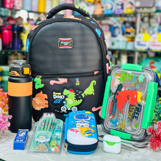 School Bag Hamper Set | 16 Inch Backpack with Bottle, Lunch Box & Stationery Kit
