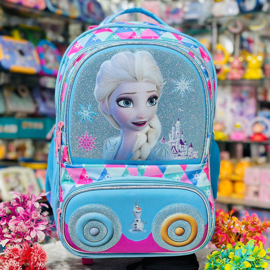 18 Inch Trolley Backpack | 4 Zipper Waterproof School Bag with Wheels