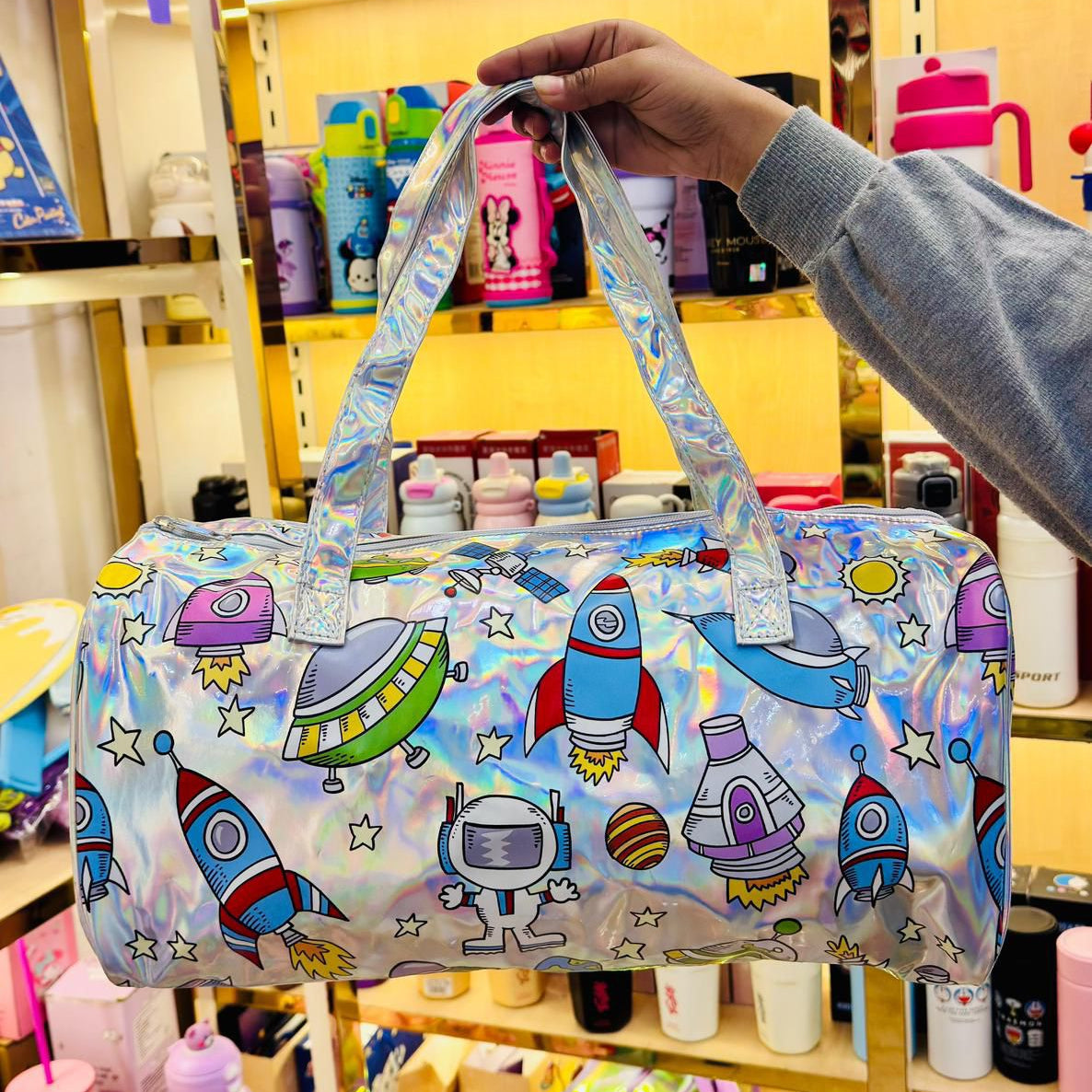 Premium Holographic Duffle Bag | Waterproof Spacious Travel Bag with Sling