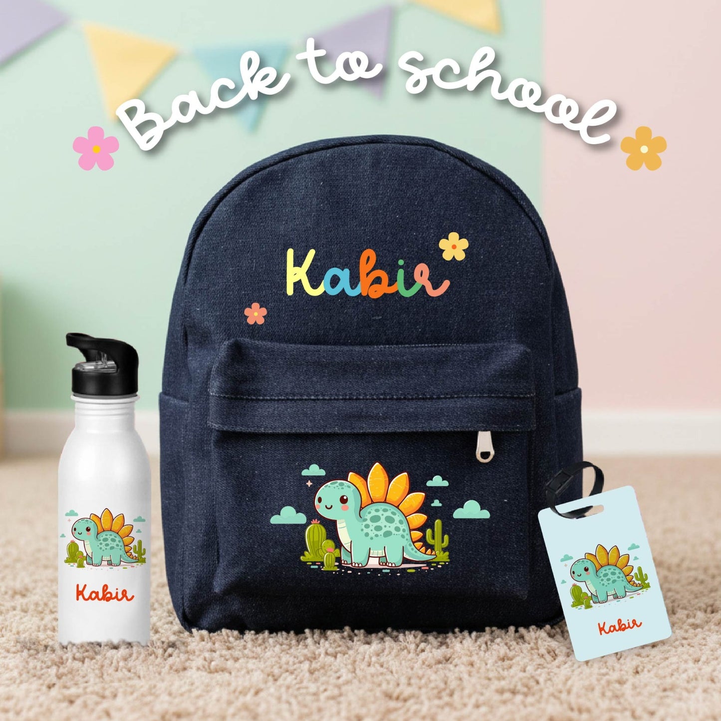 Personalized Back-to-School Denim Backpack Combo