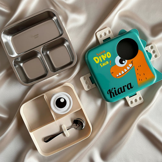 Double Decker Stainless Steel Lunch Box | Insulated Leak Proof with Spoon
