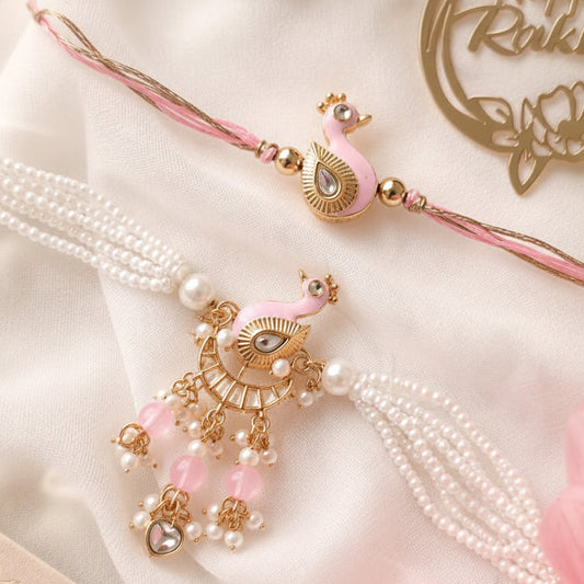 Elegant Peacock Rakhi Pair – Brother & Sister-in-Law Rakhi