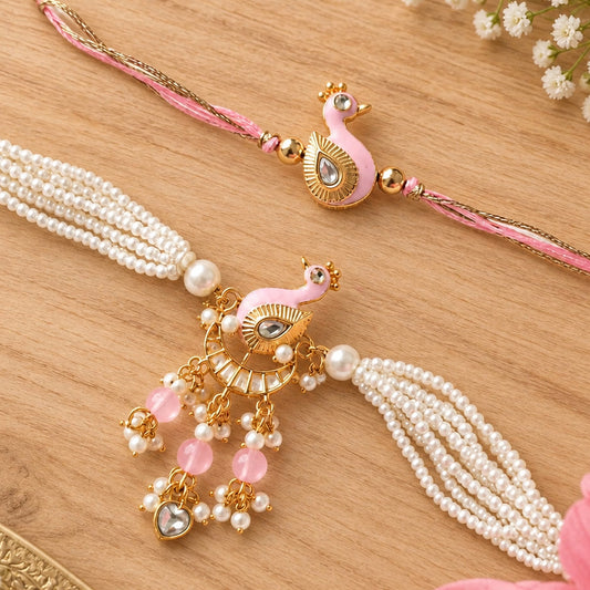 Elegant Peacock Rakhi Pair – Brother & Sister-in-Law Rakhi