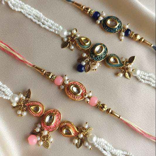 Meenakari Bhai Bhabhi Rakhi Pair – Traditional Couple Rakhi