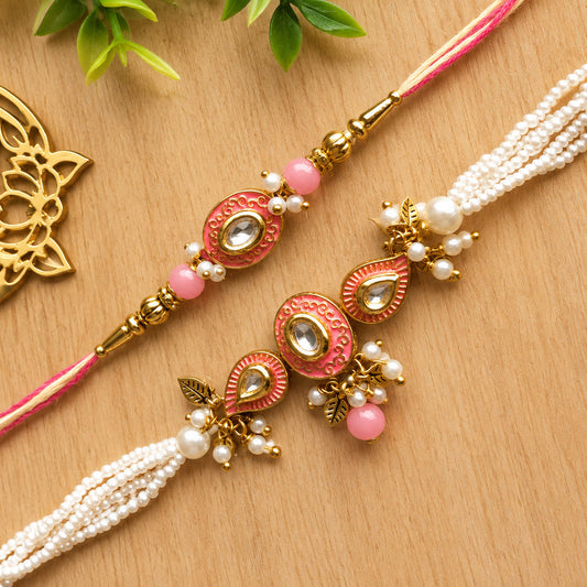 Meenakari Bhai Bhabhi Rakhi Pair – Traditional Couple Rakhi