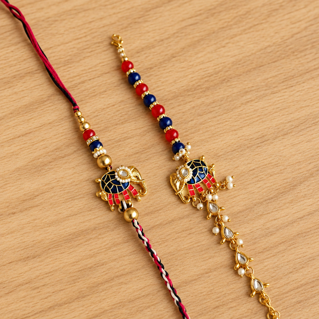 Elephant Couple Rakhi Pair
