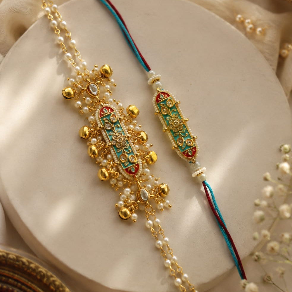 Premium Handmade Rakhi Pair for Bhai Bhabhi