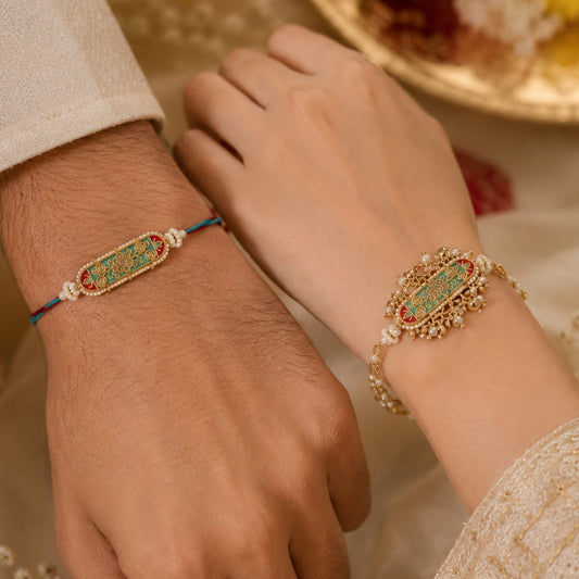 Premium Handmade Rakhi Pair for Bhai Bhabhi