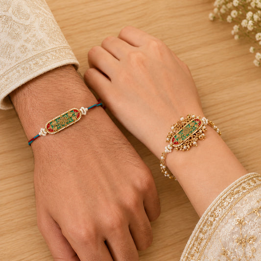 Premium Handmade Rakhi Pair for Bhai Bhabhi