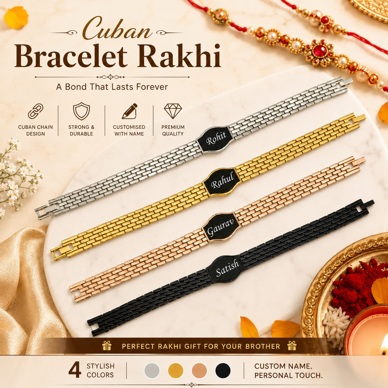 Cuban Bracelet Style Rakhi