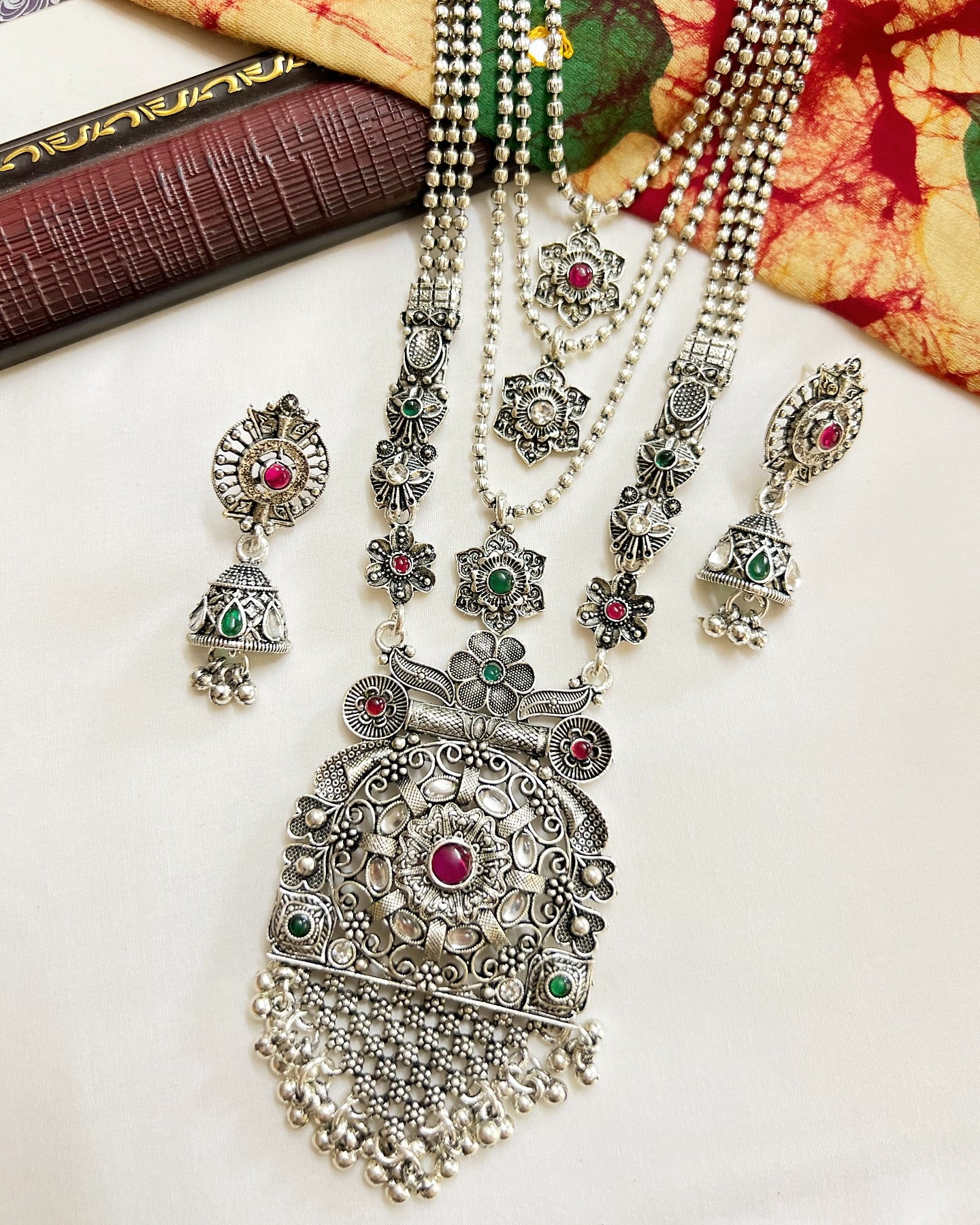 Statement Oxidised Necklace & Earrings Set