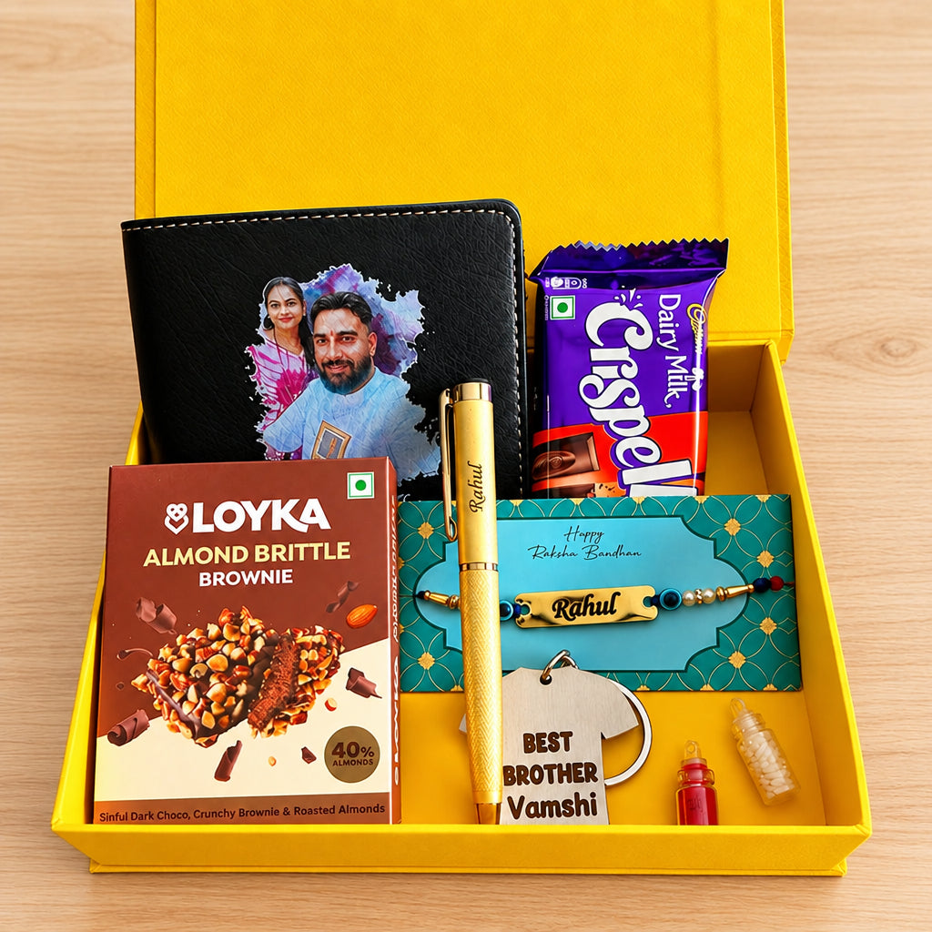 Personalised Rakhi Hamper – Premium Wallet & Rakhi Gift Combo