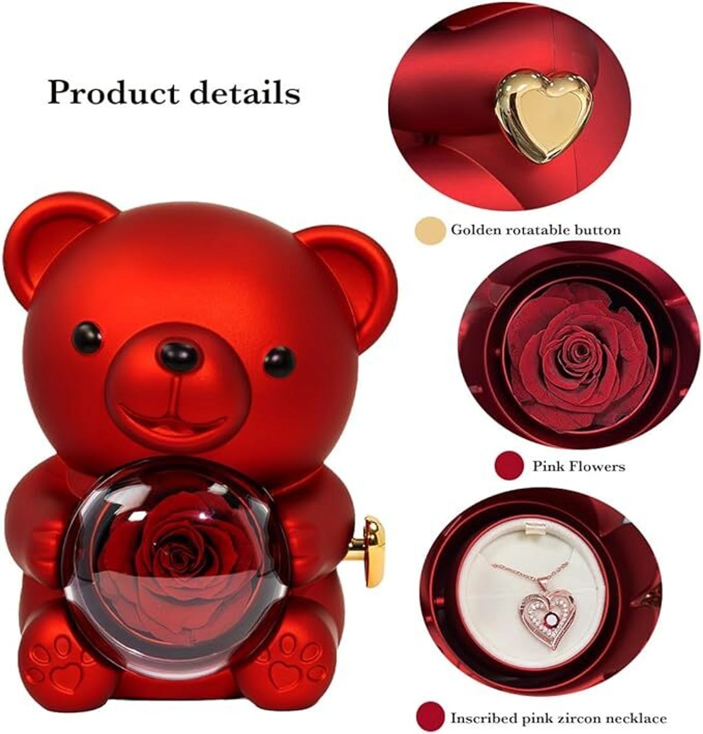 Red Teddy Bear with Hidden Pendant Surprise