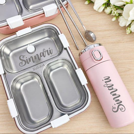 Vacuum Lunch Box + Temperature Flask Combo (Random Color)