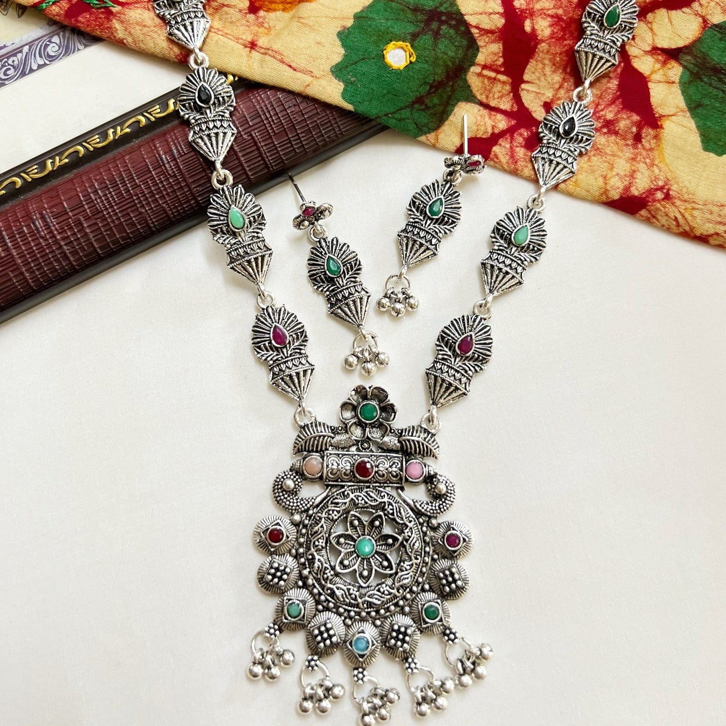 Indian Oxidised Jewellery Set – Long Necklace and Matching Earrings
