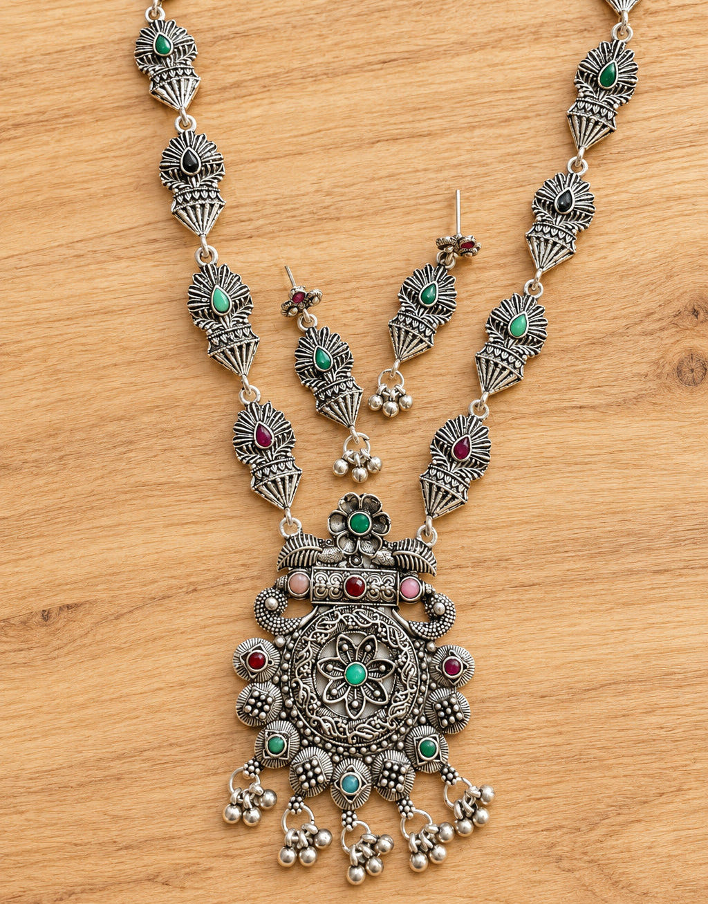 Indian Oxidised Jewellery Set – Long Necklace and Matching Earrings