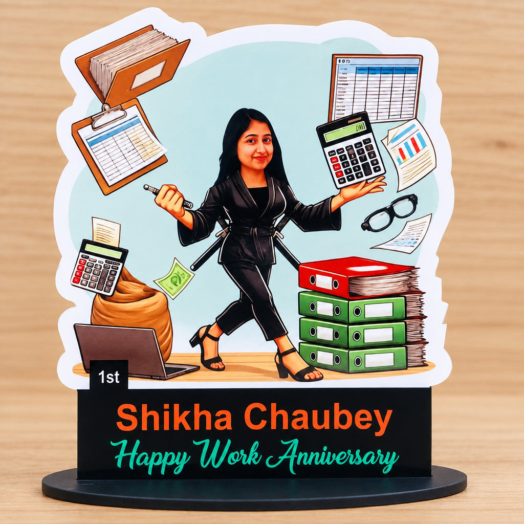 Multi Tasking Girl Caricature Table Top