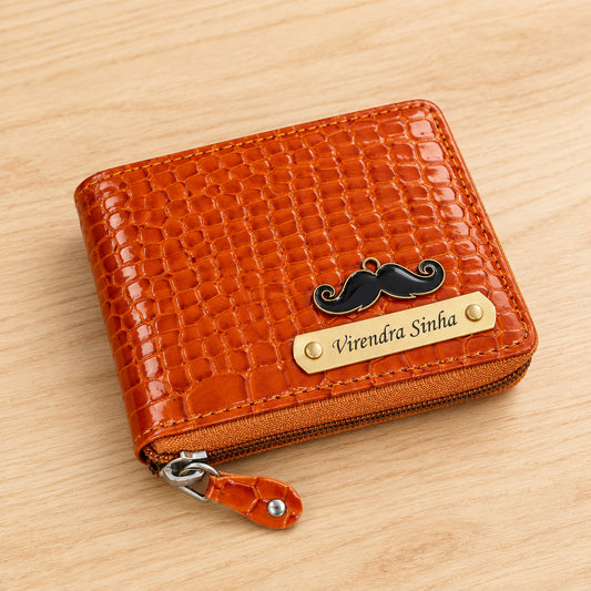 Personalized Glossy Croc Leather Unisex Wallet