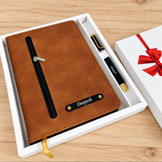 Personalized Premium Zip Diary + Pen Combo