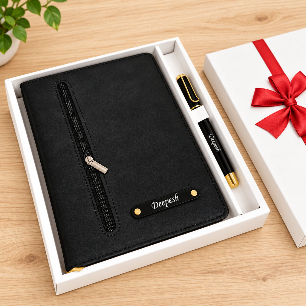 Personalized Premium Zip Diary + Pen Combo