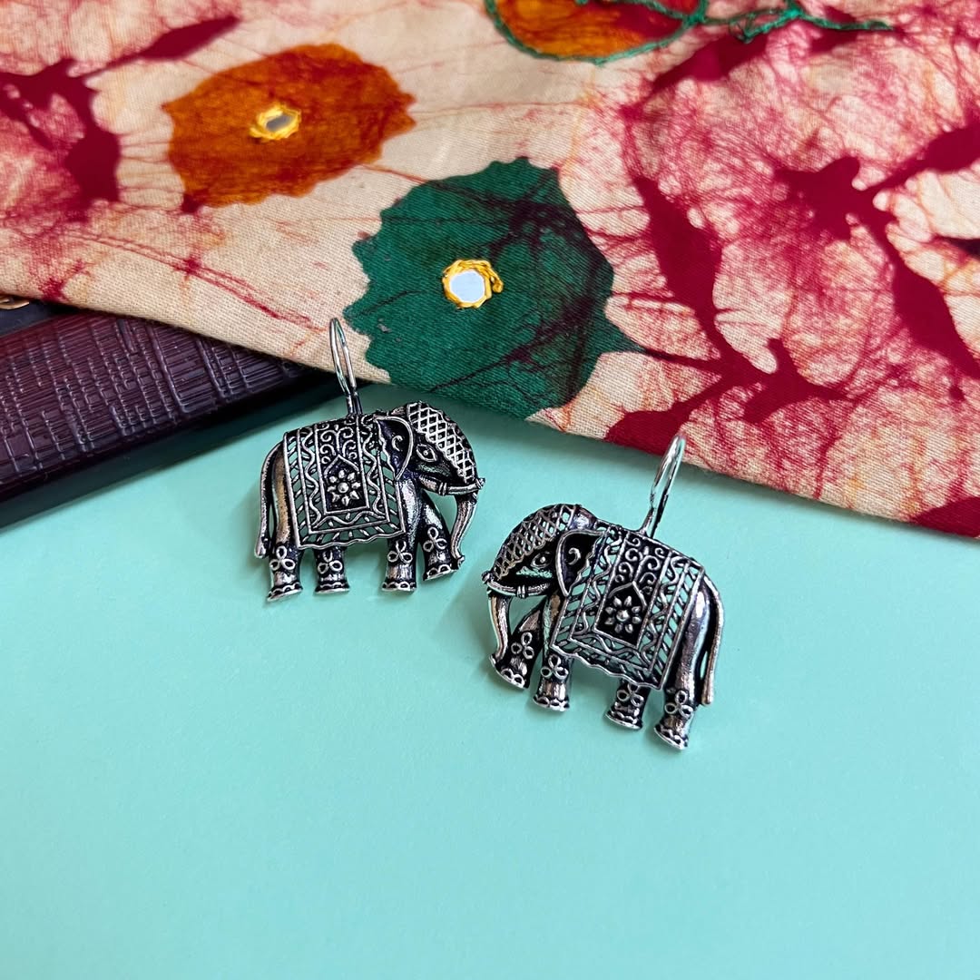 Elephant Hook Jhumkas | Oxidised Earrings