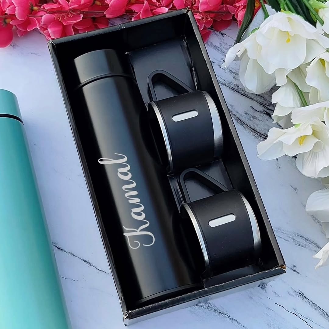 Stainless Steel Vacuum Flask & Cups Combo