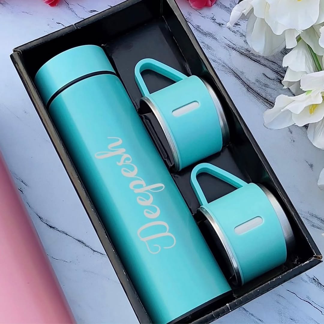 Stainless Steel Vacuum Flask & Cups Combo