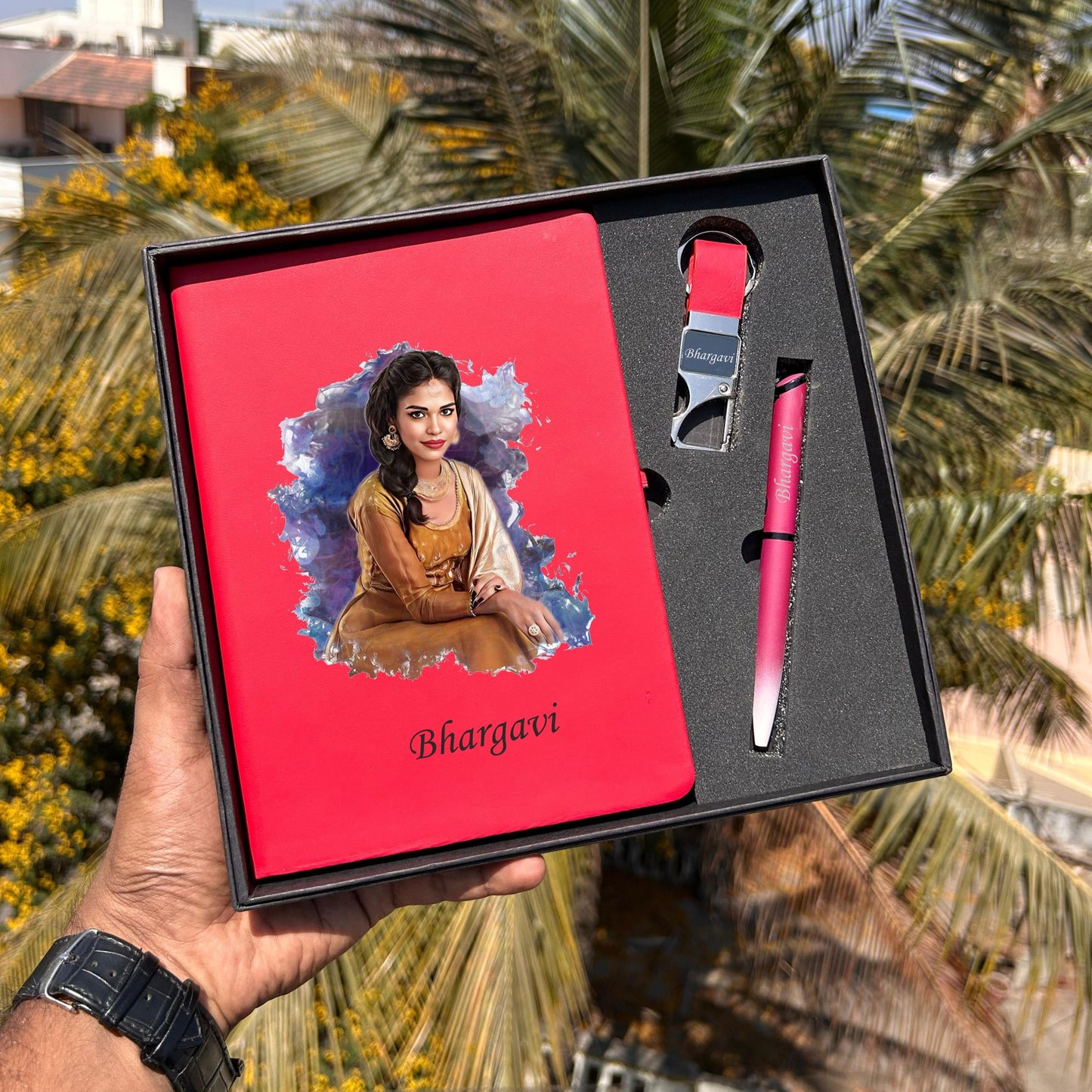 Artistic Combo – Personalized Diary, Pen & Keychain Set