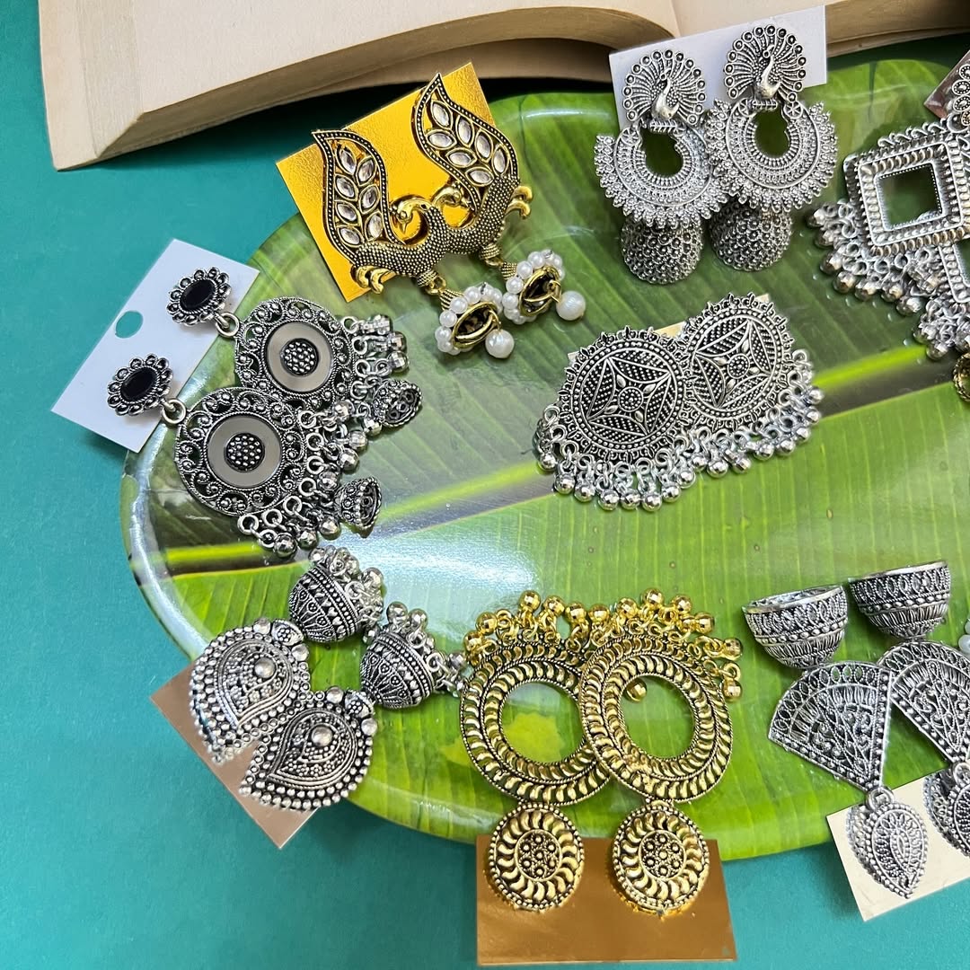 Prettiest Combo Set Of 10 Oxidised Jhumkas
