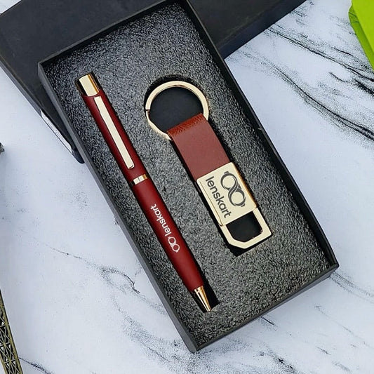 Personalized Premium Hook Keychain & Gold Flake Pen Combo