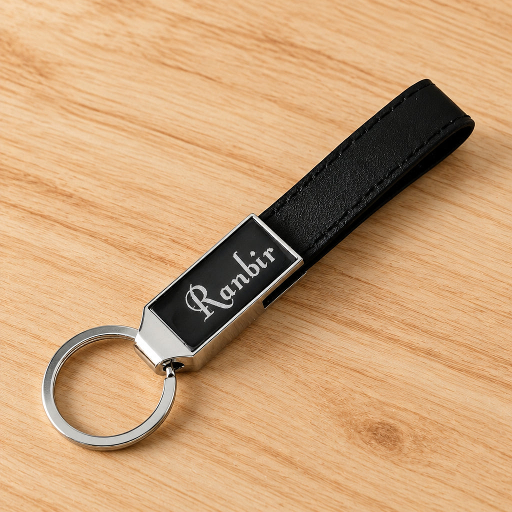 Personalized Metallic Leatherette Keychain