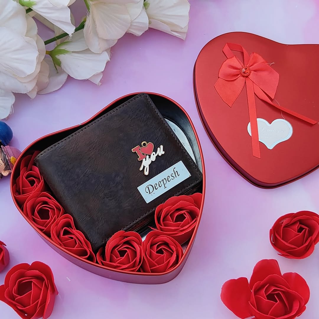 Wallet with Heart Tin Box & Scented Flowers
