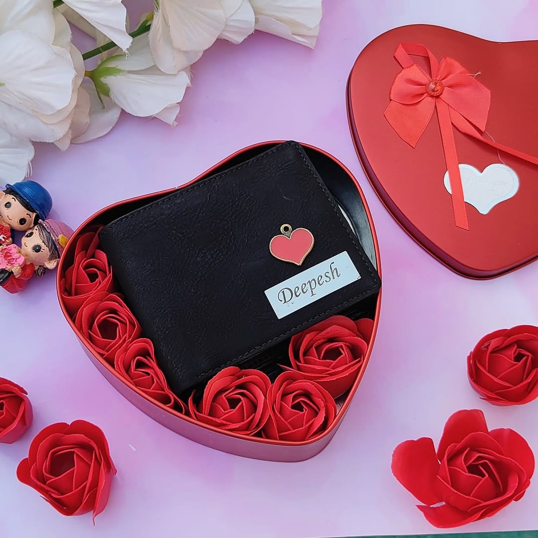 Wallet with Heart Tin Box & Scented Flowers