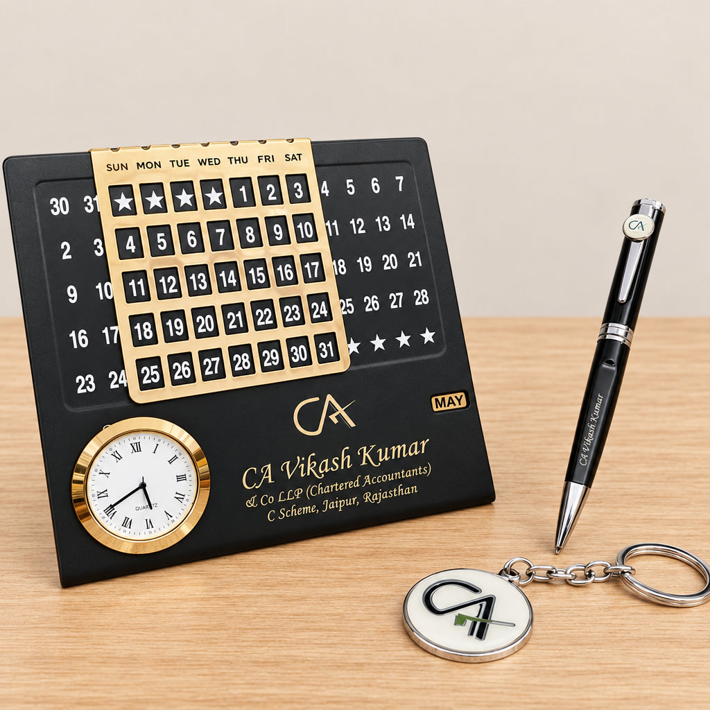 Professional Calendar Table Top, Pen & Keychain Combo