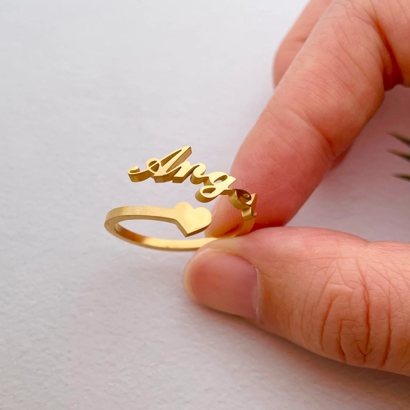 Personalized Adjustable Name Ring With Heart