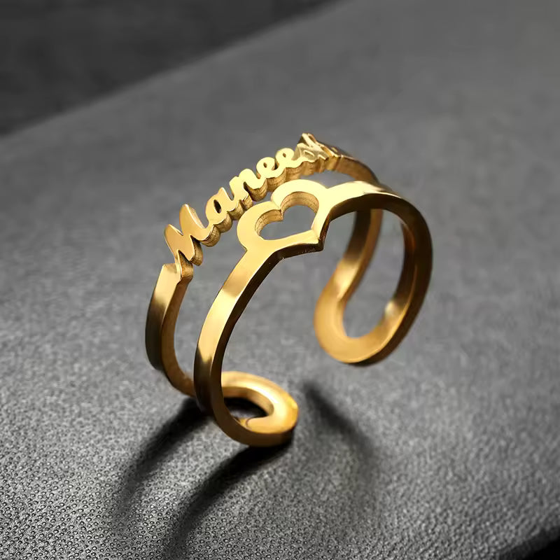 Personalized Double Layer Name Ring