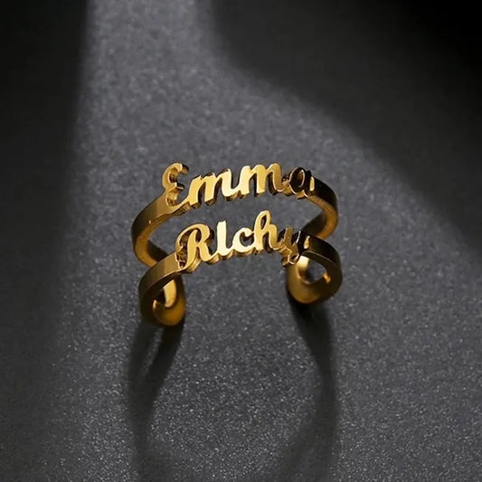 Personalized Double Layer Name Ring