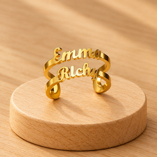 Personalized Double Layer Name Ring