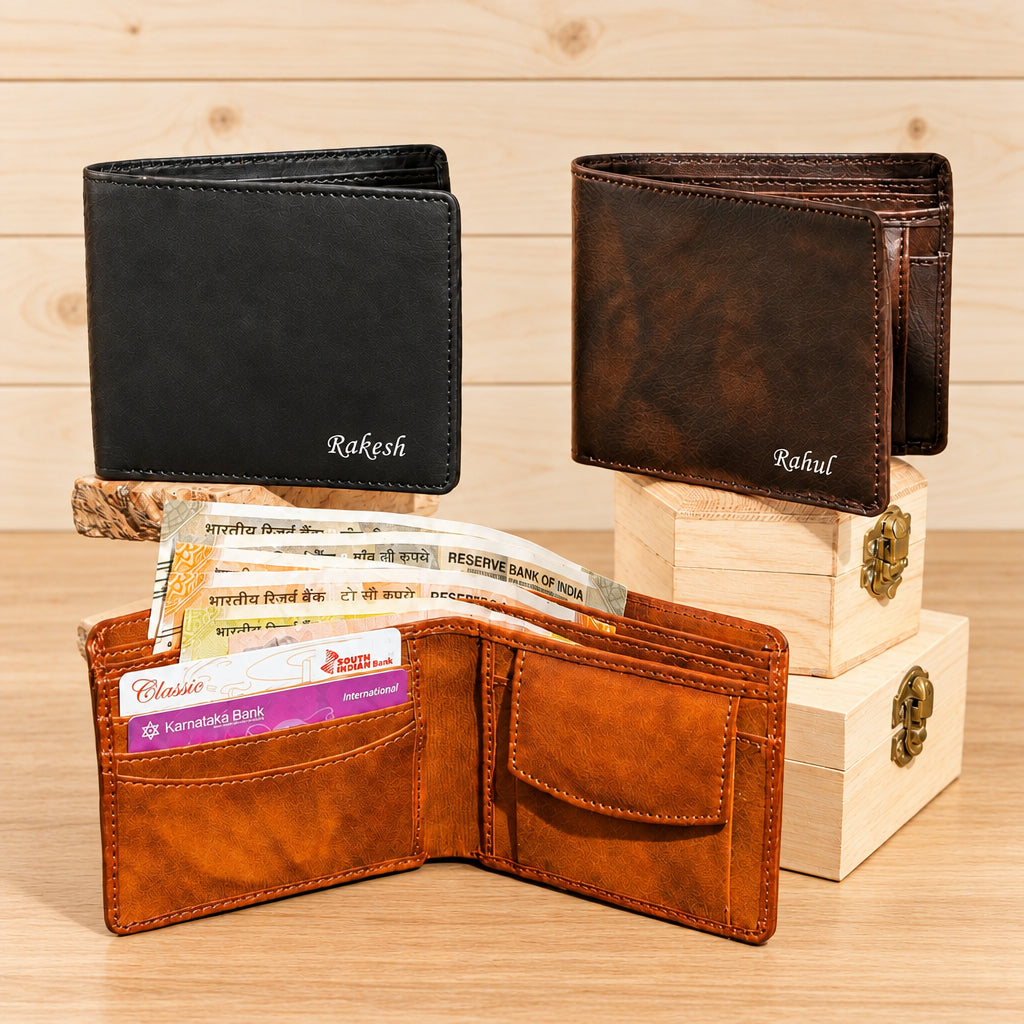 Premium Personalized Leather 3 Cash Slot Wallet – Sleek & Functional