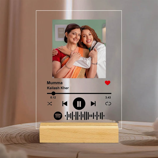 Personalized Spotify Plaque With Wooden Stand For MOM